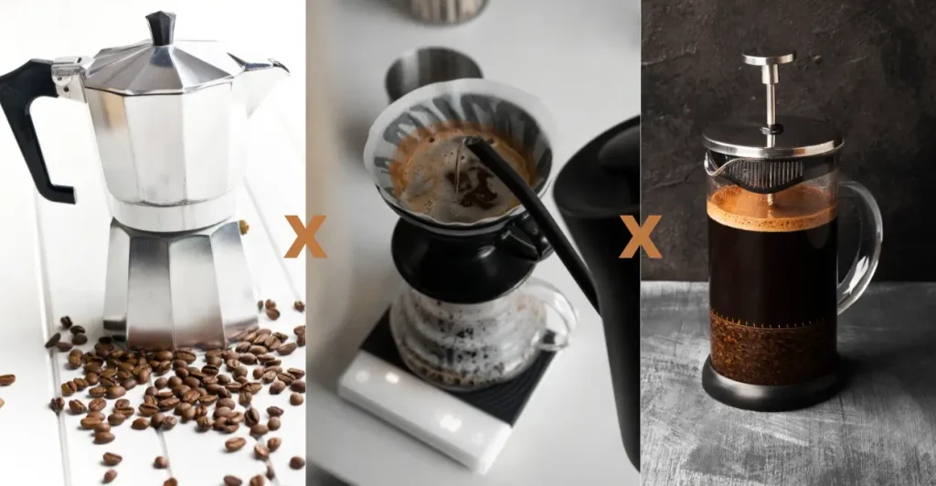 cafeteira italiana prensa francesa ou filtro tradicional